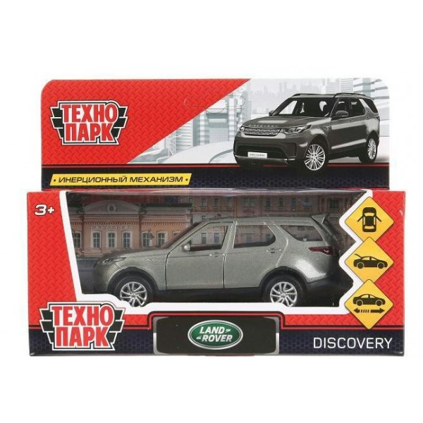 Технопарк Игрушка   Машина. Land Rover Discovery/12 см, металл, двери, багаж, инерц, серый DISCOVERY-GY Китай