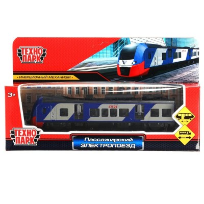 Технопарк Игрушка   Модель. Электропоезд пассажирский РЖД синий/17 см, металл, инерционная ELTRAIN-17-BUSR Китай