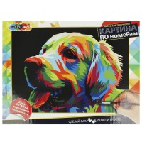 Картина по номерам холст на подрамнике 30х40 Ретривер 27 цветов CANV30X40-BLACK МультиАрт