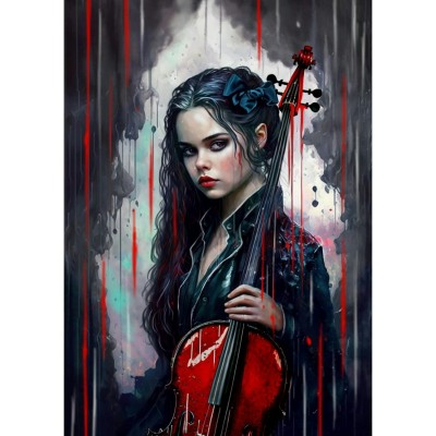 Картина по номерам холст на подрамнике 40х50 Девушка со скрипкой 30 цветов Х-8829 Рыжий кот