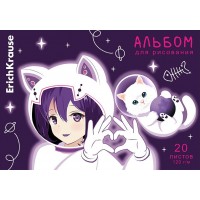 Альбом 20 листов для рисования А4 склейка Space Anime 120г/м2, жесткая подложка 61469 ErichKrause 10/40