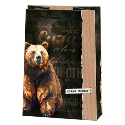 Мир открыток/Пакет бумажный ламинированный. Медведь/180 х 227 х 100/10-30-23003/
