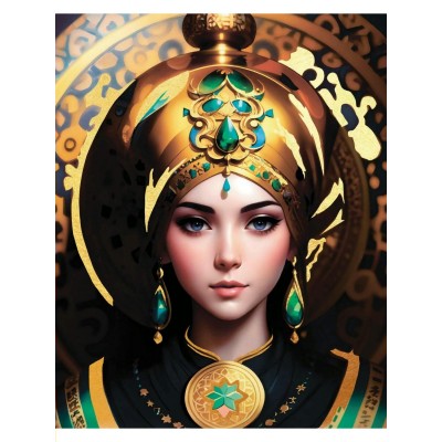 Картина по номерам холст без подрамника 40х50 Восточная девушка с золотой поталью 30 цветов Х-4245 Рыжий кот