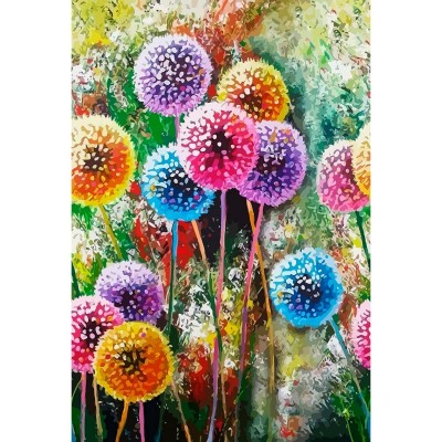 Мозаика алмазная холст на подрамнике 30х40 Разноцветные одуванчики полная выкладка 30 цветов НД-0408 Рыжий кот