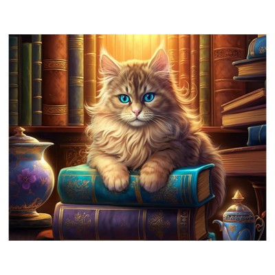 Мозаика алмазная холст на подрамнике 40х50 Мудрый кот частичная выкладка 30 цветов НД-0586 Рыжий кот