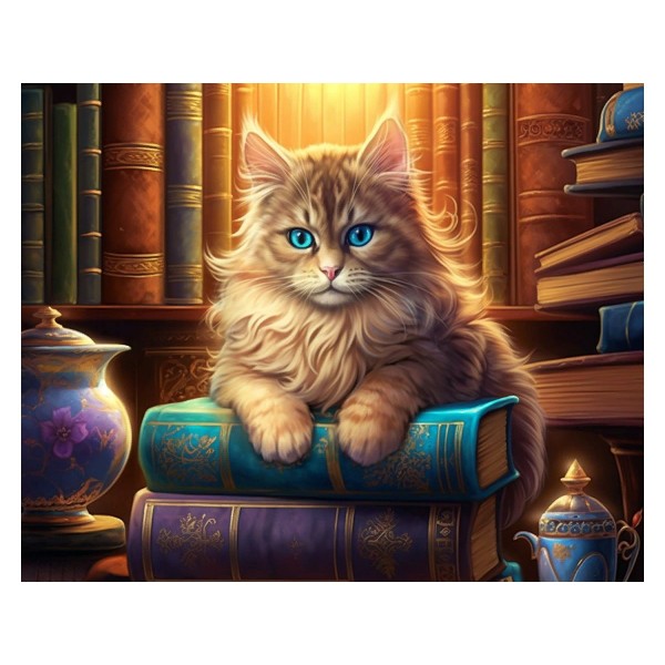 Мозаика алмазная холст на подрамнике 40х50 Мудрый кот частичная выкладка 30 цветов НД-0586 Рыжий кот