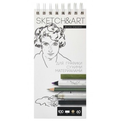 Скетчбук 60 листов А5 105х220 гребень, твердая обложка Sketch&Art пухлая бумага, матовая ламинация, 100г/м2 1-60-564/03 Bruno Visconti