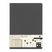Скетчбук 80 листов А5 179х250 интегральная обложка, кожзам Sketch&Art Серый бежевая бумага, софт-тач, 100г/м2 1-507/03 Bruno Visconti