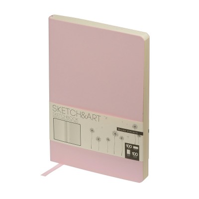 Скетчбук 100 листов А5 140х210 интегральная обложка, кожзам Sketch&Art Зефирный розовый бежевая бумага, 100г/м2 1-500/04 Bruno Visconti