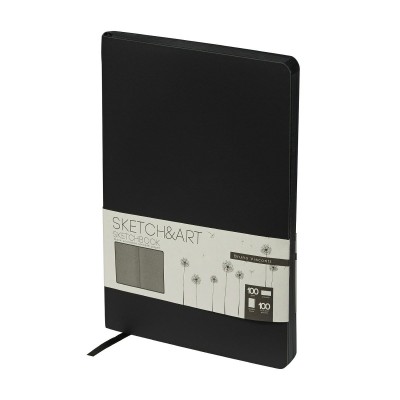 Скетчбук 100 листов А5 140х210 кожзам Sketch&Art Черный черная бумага, 100г/м2 1-524/01 Bruno Visconti