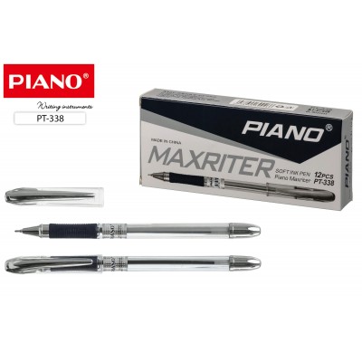Ручка  Maxriter черная 0,5мм масляная основа, резиновый грип PT-338-12/черн./ Piano 12/144/1152