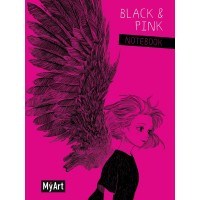 Блокнот 40 листов А5 135х200 линия My Art Black & Pink Крылья выборочный лак 80г/м2 40-8630 КПП