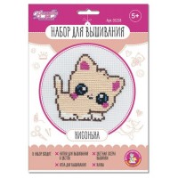 Вышивание крестиком Кисонька белая канва, в конверте 05258 ДесятоеКорол
