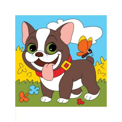 Картина по номерам холст на подрамнике 15х15 Радостный щенок 7 цветов Х-7429 Рыжий кот