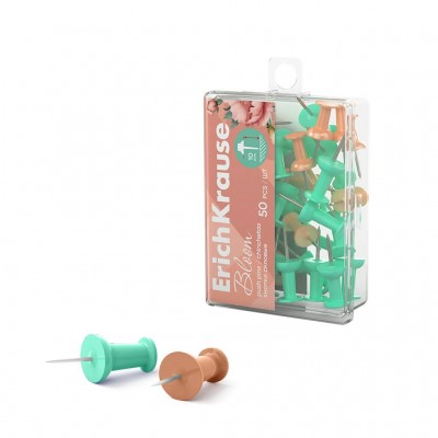 Кнопки силовые 50шт Pastel Bloom пластиковая упаковка цветные 62061 ErichKrause 24/144