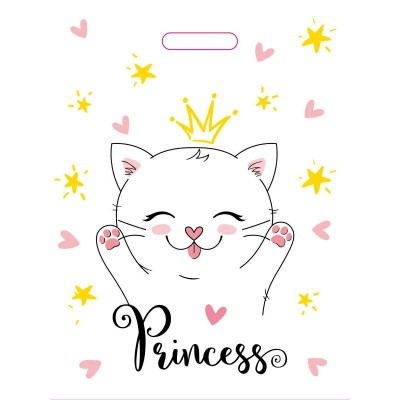 Миленд/Пакет полиэтиленовый с вырубной ручкой. Princess. Кошечка в короне/365 х 480/ПО-0101/