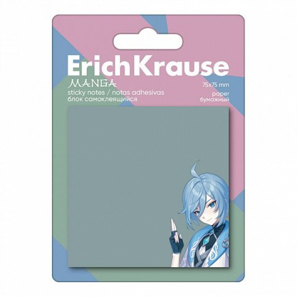 Блок клей бумажный 75х75 50 листов Manga разноцветный 61667 ErichKrause 24/384