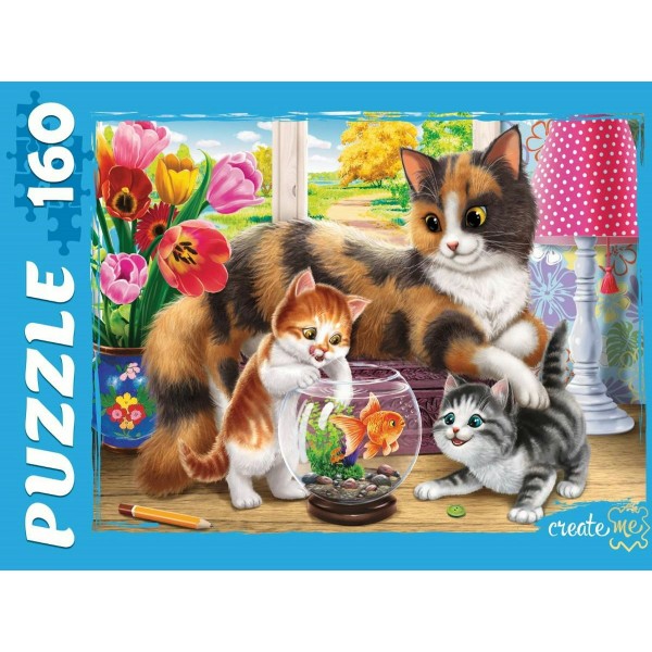 Рыжий кот Пазл 160  Кошка и котята Ф160-3880 Россия