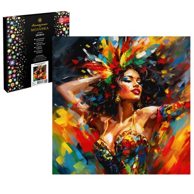 Мозаика алмазная холст на подрамнике 30х30 Танцующая девушка частичная выкладка 14 цветов 65604 Феникс