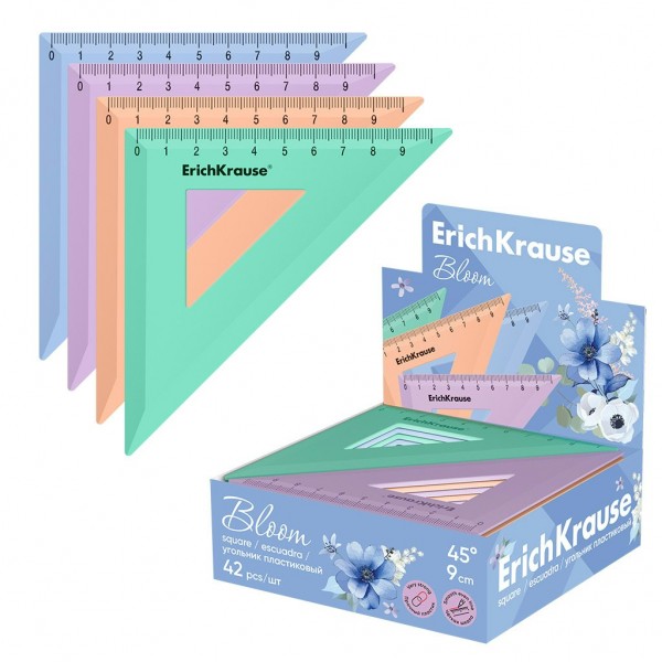 Треугольник пластиковый 45гр 9см Pastel Boom ассорти 61842 ErichKrause 42/504