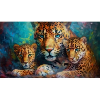 Мозаика алмазная холст на подрамнике 30х40 Семейство леопардов полная выкладка 30 цветов НД-0536 Рыжий кот