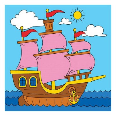 Картина по контурам холст на подрамнике 15х15 Чудесный кораблик Х-7431 Рыжий кот