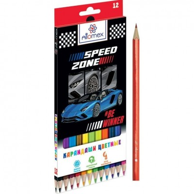 Карандаши цветные 12шт Attomex Speed Zone 2,65мм М 6-гранные, картонная упаковка 5022424 deVente 12/120