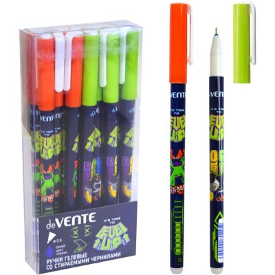 Ручка гелевая Пиши-стирай Level Up Game синяя 0,5мм, 2 дизайна, корпус с ластиком, сменный стержень 5051436 deVente 12/144/576