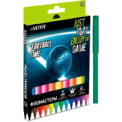 Фломастеры 12 цветов Football Time вентилируемый колпачок, картонная коробка 5081433 deVente 24/240