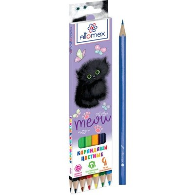 Карандаши цветные 6шт Attomex Meow Cat 2,65мм М 6-гранные, картонная упаковка 5021421 deVente 24/240