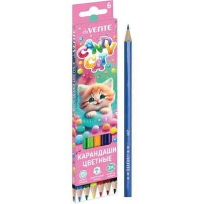 Карандаши цветные 6шт Candy Cat 2,8мм 2М 6-гранные, картонная упаковка 5021411 deVente 24/240