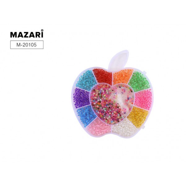 Бисер Набор 16,2х15,5х1,8 Яблоко 10 цветов + эластичная нить, ПВХ упаковка M-20105 Mazari