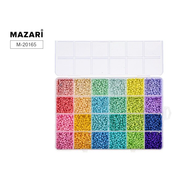 Бисер 3,0мм Набор 24 цвета ПВХ упаковка М-20165 Mazari