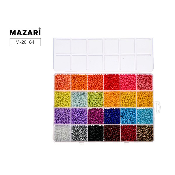Бисер 3,0мм Набор 24 цвета ПВХ упаковка М-20164 Mazari