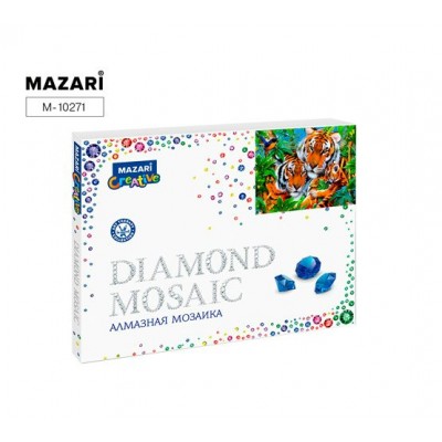 Мозаика алмазная холст на подрамнике 40х50 Тигриное частичная выкладка M-10271 Mazari
