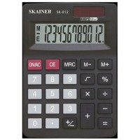 Калькулятор 12-разрядный 103х137х31мм черный, маленький настольный, 2 питания SK-012 Skainer 030/0007 Калькулятор 12-разрядный 103х137х31мм черный, маленький настольный, 2 питания SK-012 Skainer 030/0007