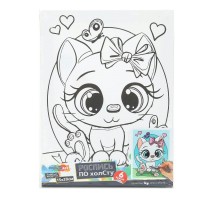 Картина по номерам холст на подрамнике 15х20 Кошечка с бантиком 6 цветов CANV15X20-CAT МультиАрт