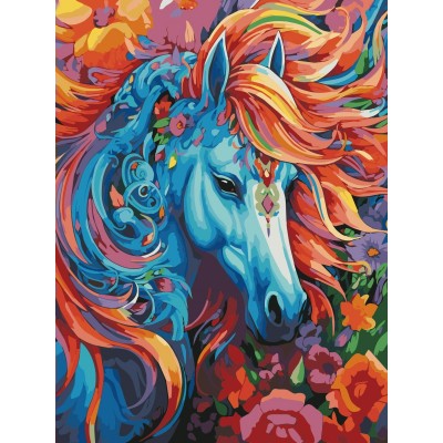 Картина по номерам холст на подрамнике 30х40 Красочная лошадь 30 цветов Х-4123 Рыжий кот