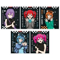 Тетрадь 48 листов А5 клетка Девочки с цветными волосами твин УФ-лак, 60-65г/м2 14069/5-EAC Academy Style  20/60