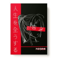 Книжка записная 128 листов А6+ клетка, твердая обложка Девочка Аниме софт-тач ламинация, тиснение фольгой, 60-65г/м2 14828-EAC Academy Style