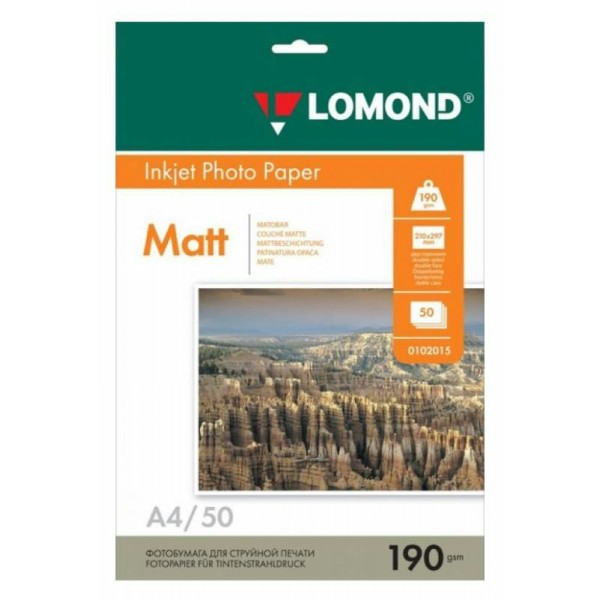 Бумага для фотопечати А4 50 листов 190г/м2 матовая 0102015 Lomond  35008