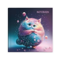 Блокнот 48 листов А7 105х105 в точку, твердая обложка Notebook Кот тиснение фольгой, глянцевая ламинация, 65г/м2 67799 Феникс