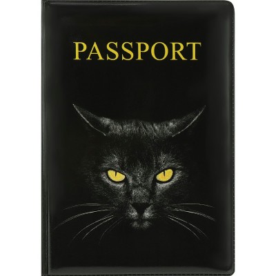Обложка для паспорта 141х112мм ПВХ Черная кошка ОП-1296 Миленд