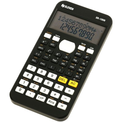Калькулятор 10+2-разрядный 75,5х148х13 научный, 240 функций, черный, питание от батарейки SR-135N Eleven  365659