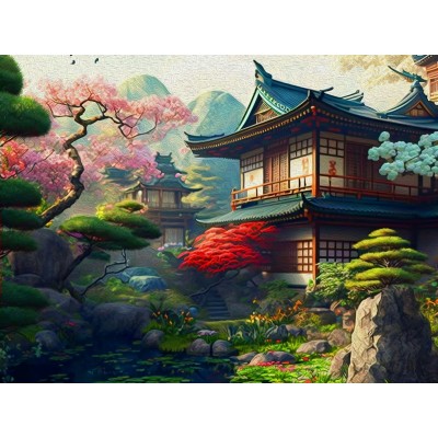 Картина по номерам холст на подрамнике 17х22 Азиатский сад 14 цветов Х-3932 Рыжий кот