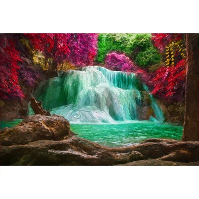 Картина по номерам холст на подрамнике 17х22 Дивный водопад 14 цветов Х-3918 Рыжий кот