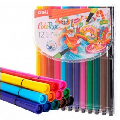 Фломастеры 12 цветов ColoRun вентилируемый колпачок, европодвес EC157-12  Deli