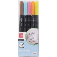 Фломастеры 5 цветов Для ткани пастельные цвета невентилируемый колпачок 2014861 Deli  SU104