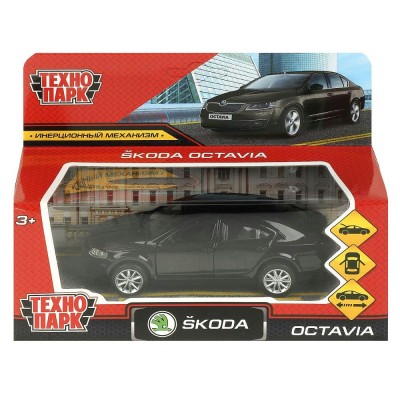 Технопарк Игрушка   Машина. Skoda Octavia/12 см, металл, откр.  двери, багажник, инерц. черный OCTAVIA-12-BK Китай