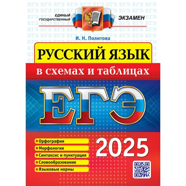 ЕГЭ - 2025. Русский язык в схемах и таблицах. Орфография. Морфология. Синтаксис и пунктуация. Словообразование. Языковые нормы. Справочник. Политова И.Н. Экзамен